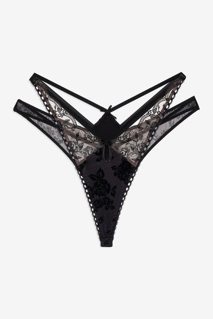 Sonia Double Layer Thong Panty Black - For Love & Lemons