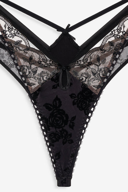 Sonia Double Layer Thong Panty Black - For Love & Lemons