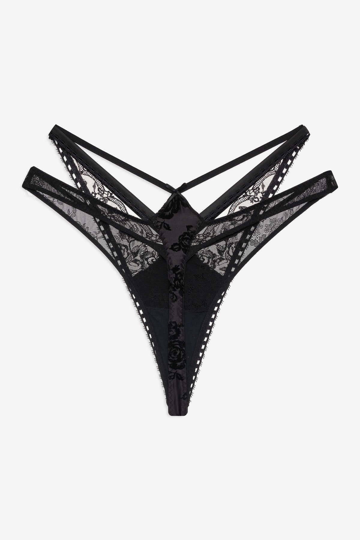 Sonia Double Layer Thong Panty Black - For Love & Lemons