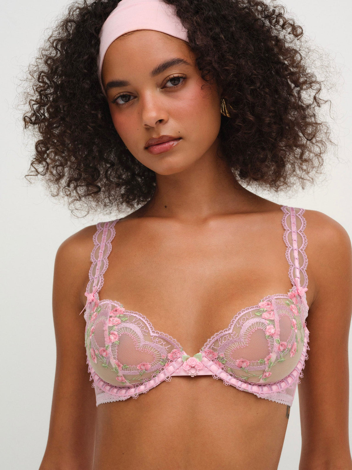 Ily Embroidered Underwire Bra Pink - For Love & Lemons
