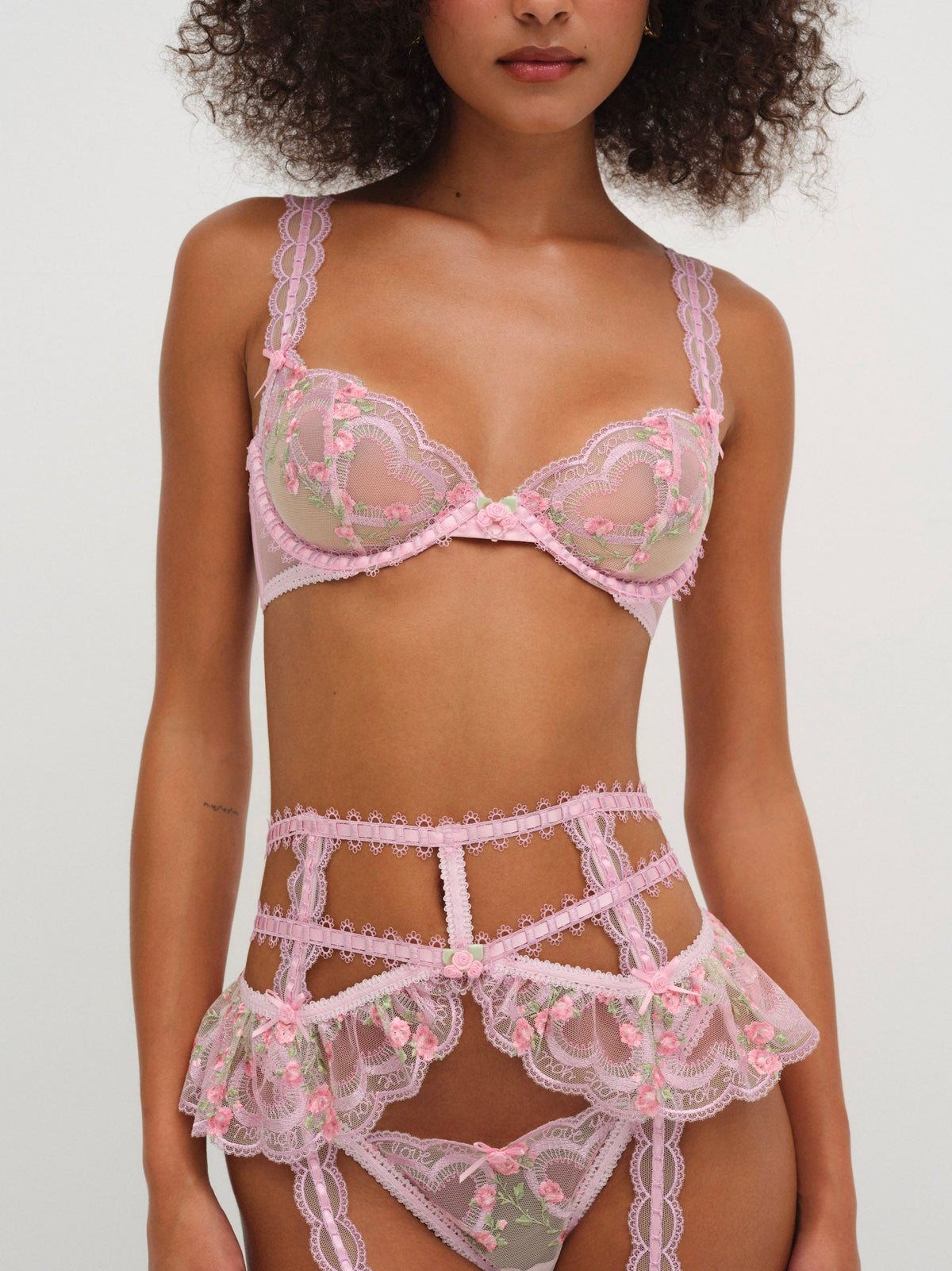 Ily Embroidered Underwire Bra Pink - For Love & Lemons