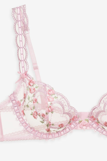 Ily Embroidered Underwire Bra Pink - For Love & Lemons
