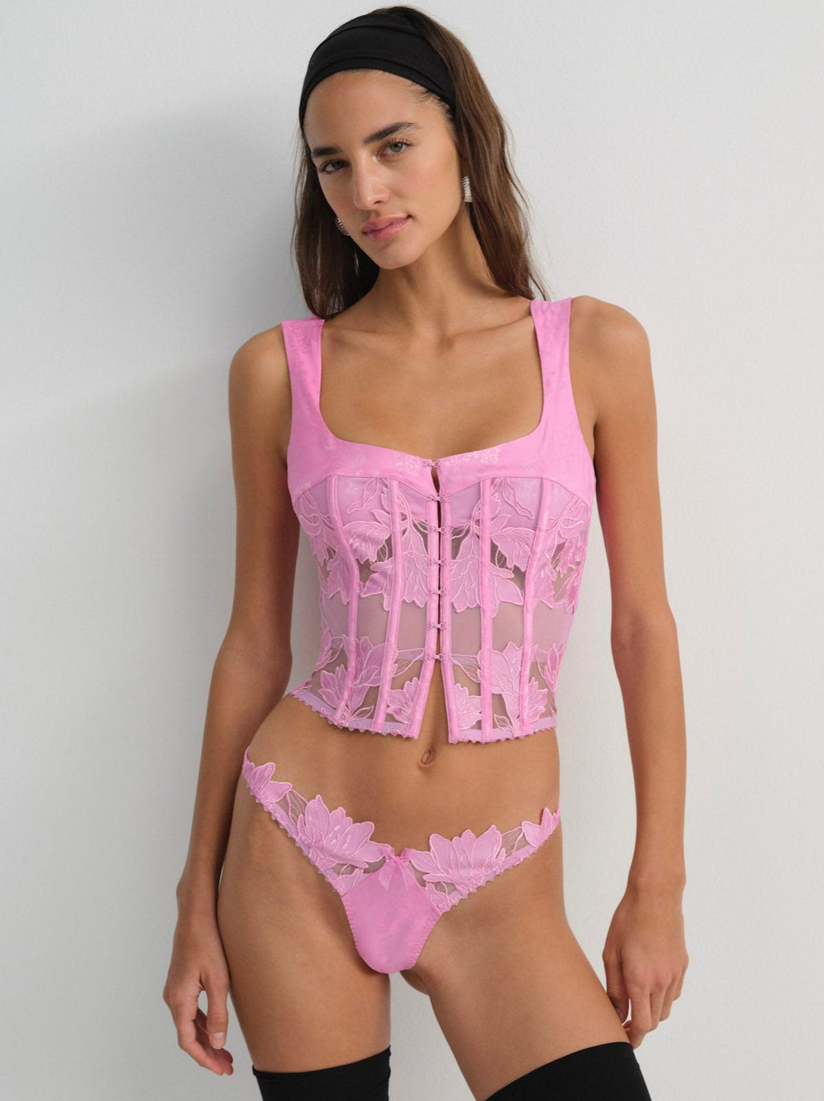Maye Embroidered Bustier Pink - For Love & Lemons
