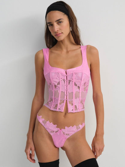 Maye Embroidered Bustier Pink - For Love & Lemons
