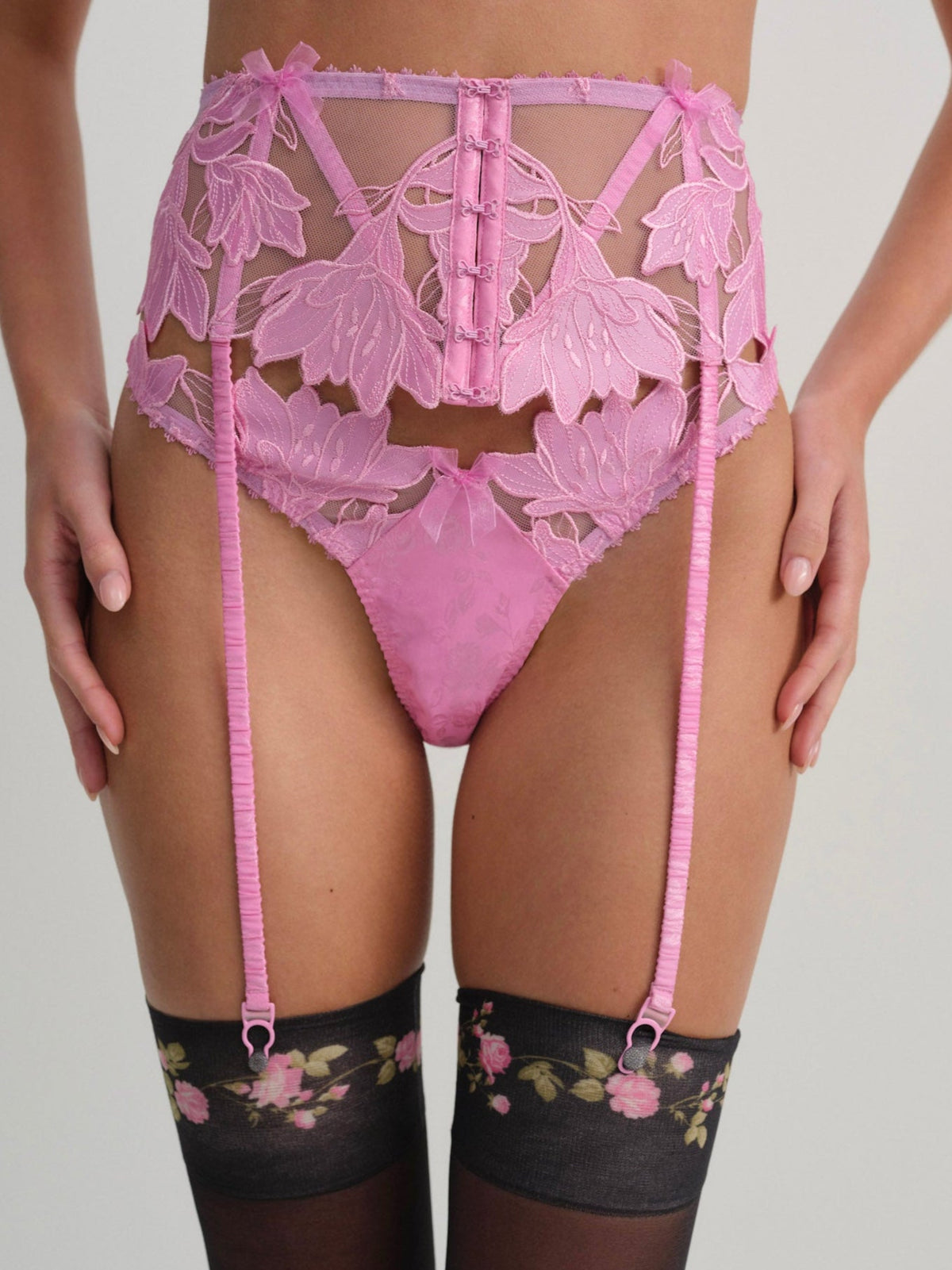 Maye Embroidered Garter Belt Pink - For Love & Lemons