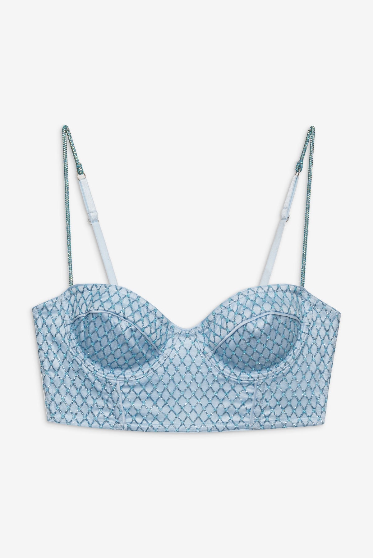 Glitter Grid Bustier Top Blue - For Love & Lemons