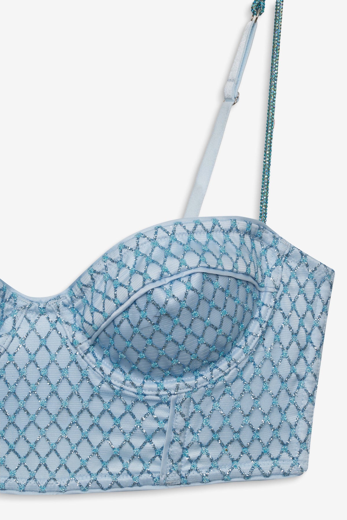 Glitter Grid Bustier Top Blue - For Love & Lemons