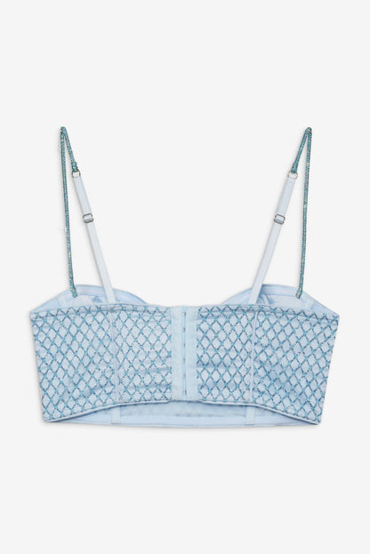 Glitter Grid Bustier Top Blue - For Love & Lemons