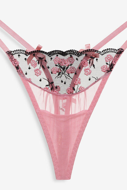 Rose Cluster Thong Panty Pink - For Love & Lemons