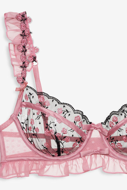 Rose Cluster Underwire Bra Pink - For Love & Lemons