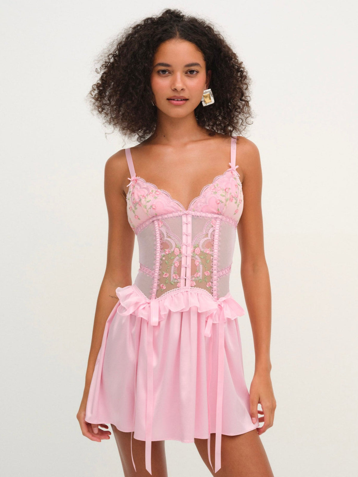 Ily Embroidered Slip Dress Pink - For Love & Lemons