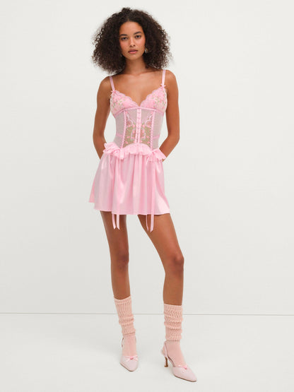 Ily Embroidered Slip Dress Pink - For Love & Lemons