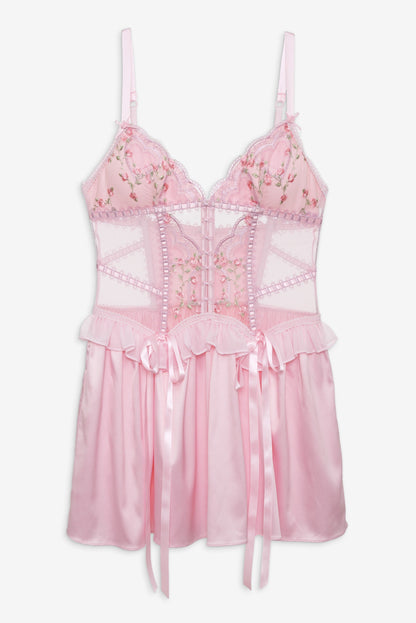Ily Embroidered Slip Dress Pink - For Love & Lemons