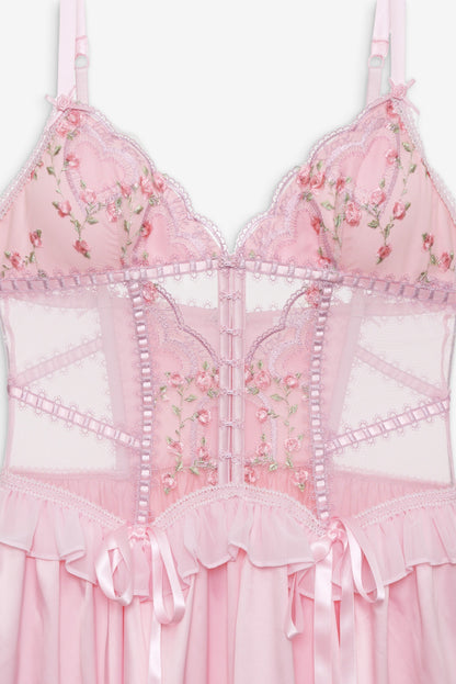 Ily Embroidered Slip Dress Pink - For Love & Lemons