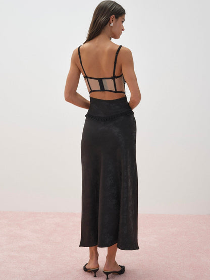 Sonia Maxi Slip Dress Black - For Love & Lemons