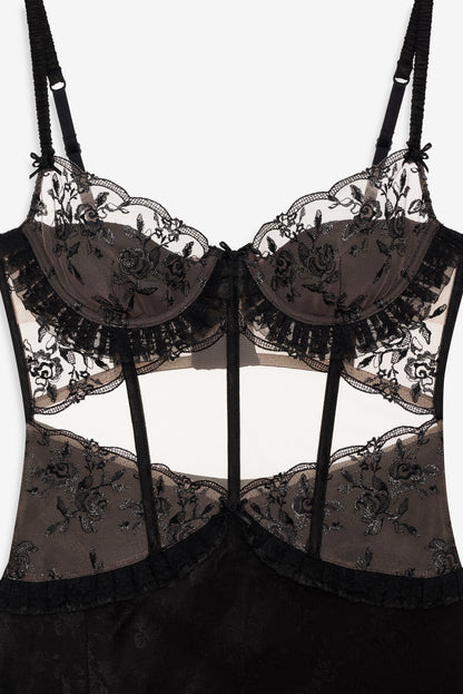 Sonia Maxi Slip Dress Black - For Love & Lemons