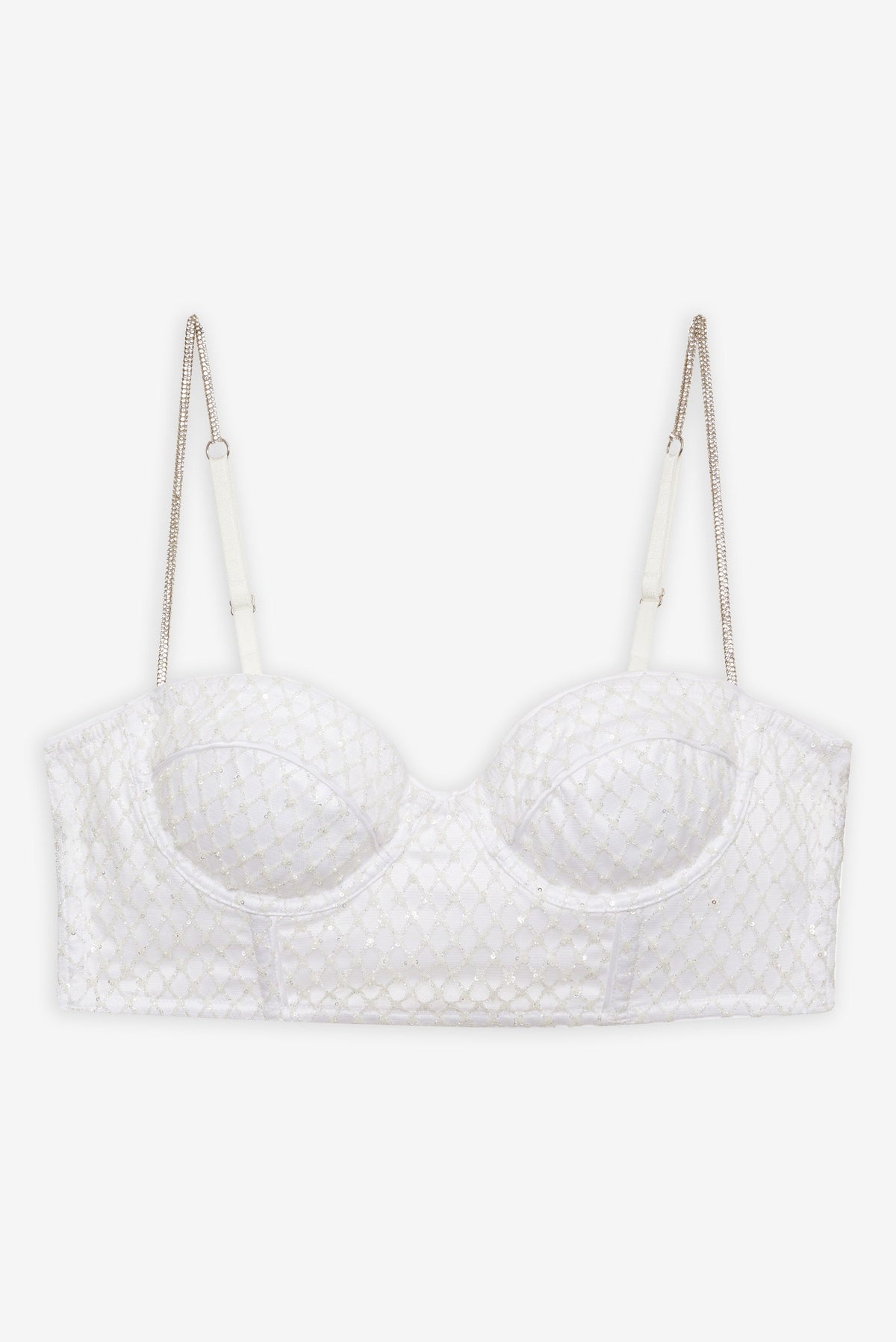 Glitter Grid Bustier Top White - For Love & Lemons