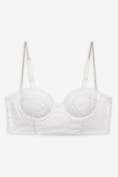 Glitter Grid Bustier Top White - For Love & Lemons