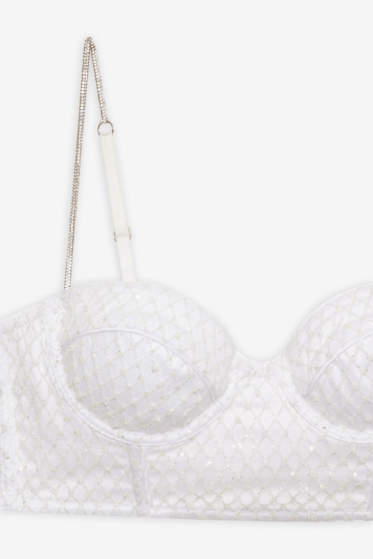 Glitter Grid Bustier Top White - For Love & Lemons