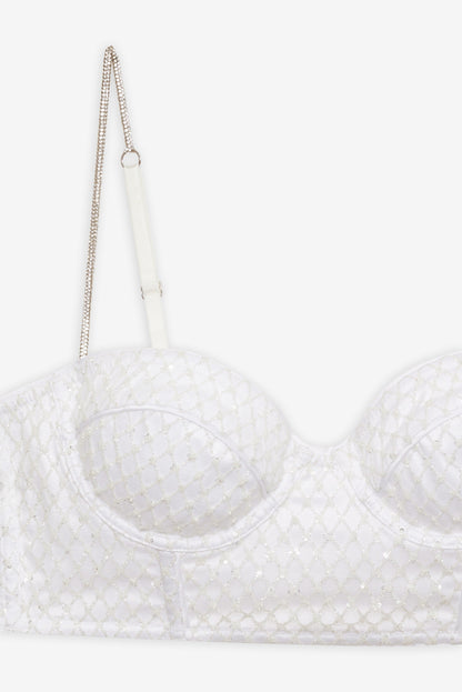 Glitter Grid Bustier Top White - For Love & Lemons