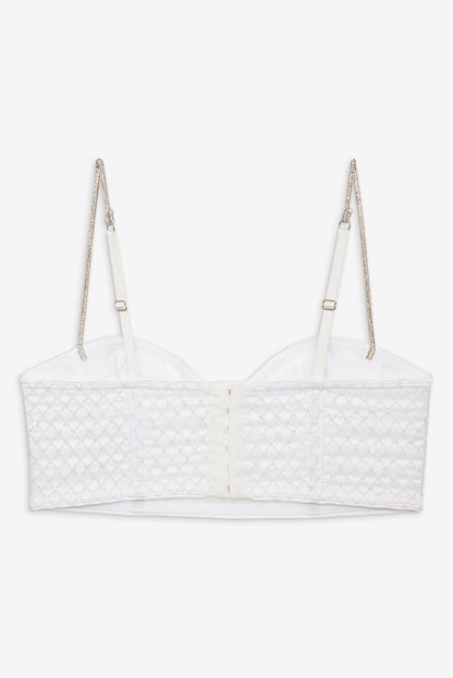 Glitter Grid Bustier Top White - For Love & Lemons