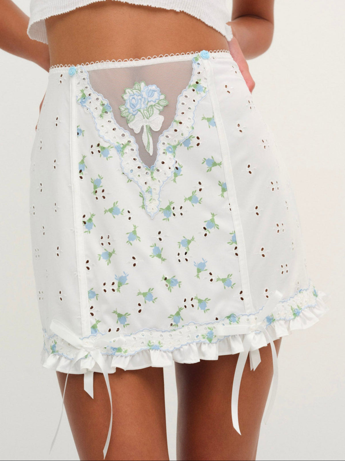 Budding Blossom Garter Skirt White - For Love & Lemons
