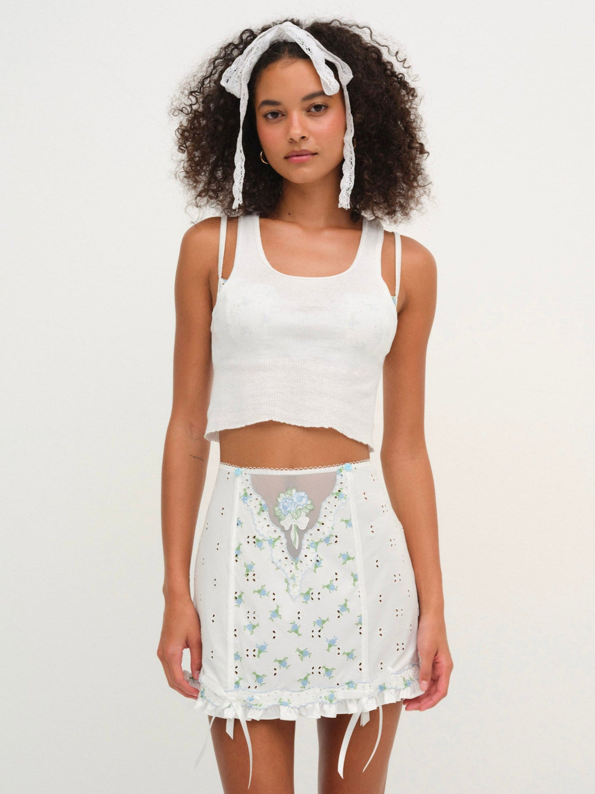 Budding Blossom Garter Skirt White - For Love & Lemons