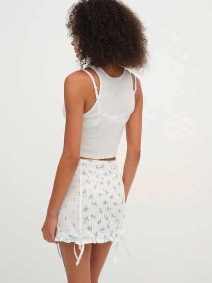 Budding Blossom Garter Skirt White - For Love & Lemons