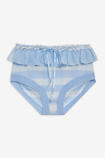Brushed Gingham Knit Panty Blue - For Love & Lemons