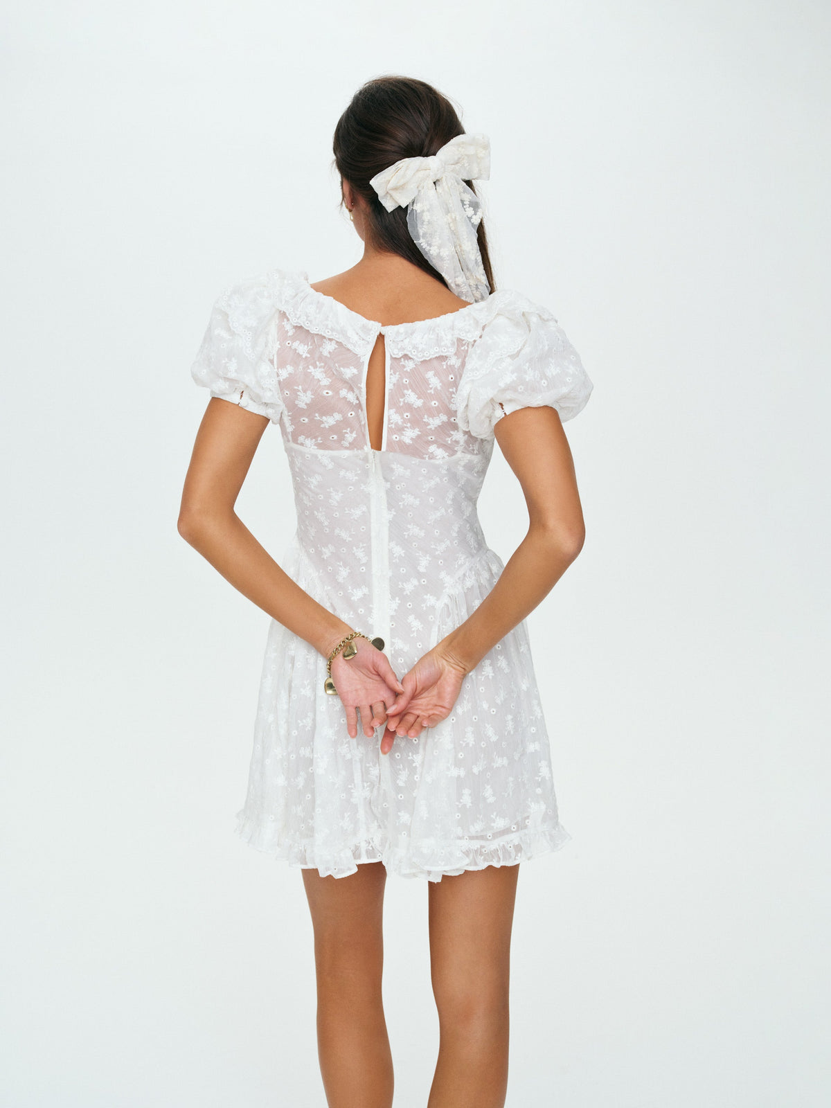 Hamptons Eyelet Mini Dress Cream - For Love & Lemons
