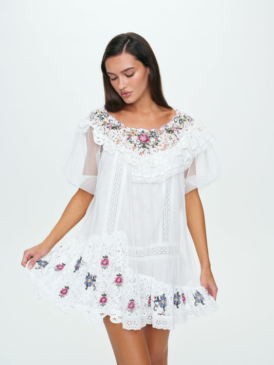 Kelly Mini Dress White - For Love & Lemons