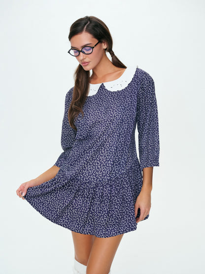 Lara Ann Ditsy Mini Dress Navy - For Love & Lemons