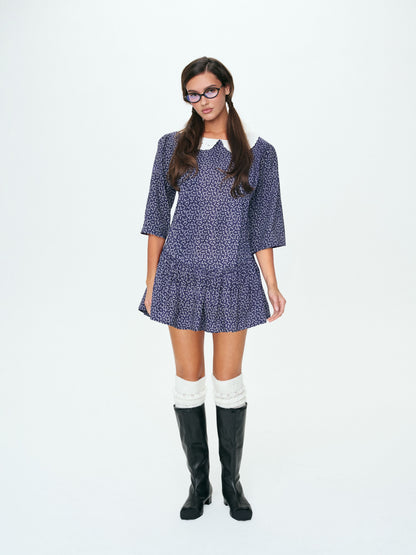 Lara Ann Ditsy Mini Dress Navy - For Love & Lemons