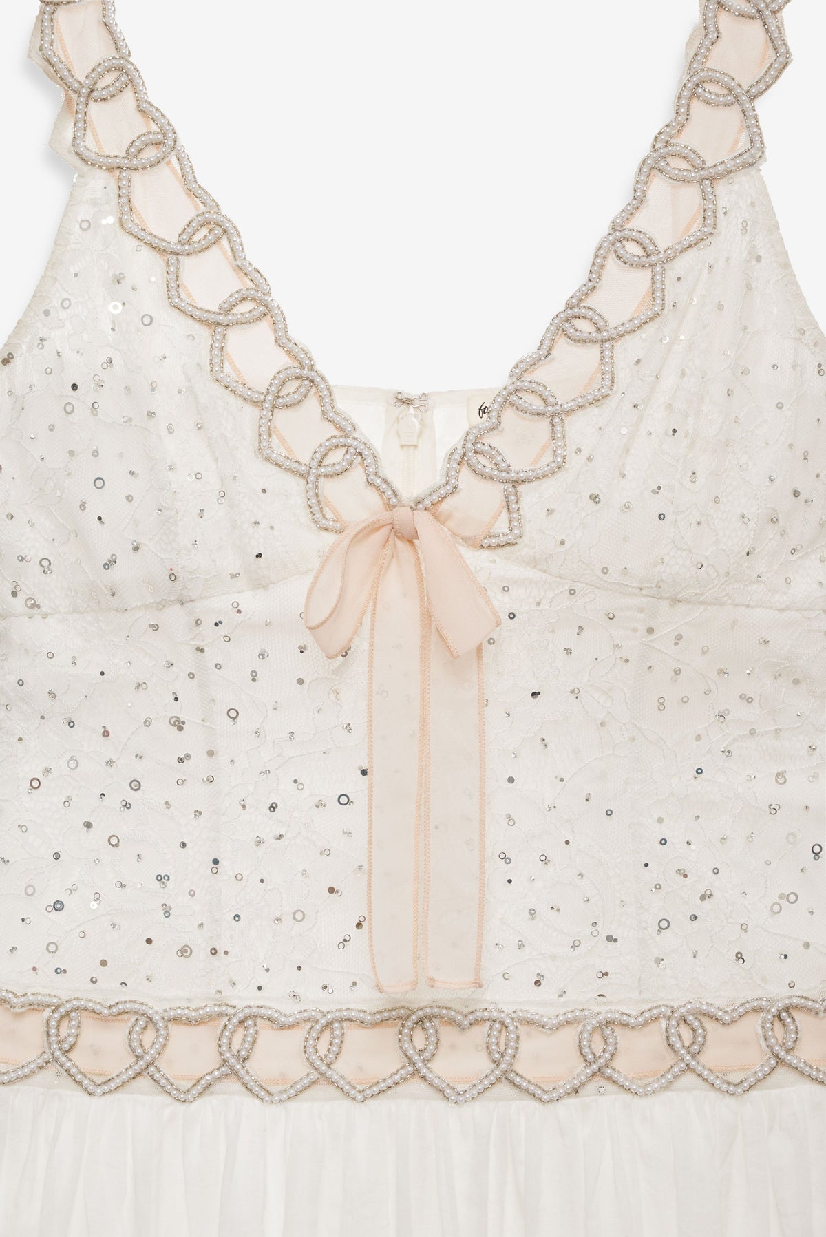 Locked Hearts Ribbon Mini Dress White - For Love & Lemons
