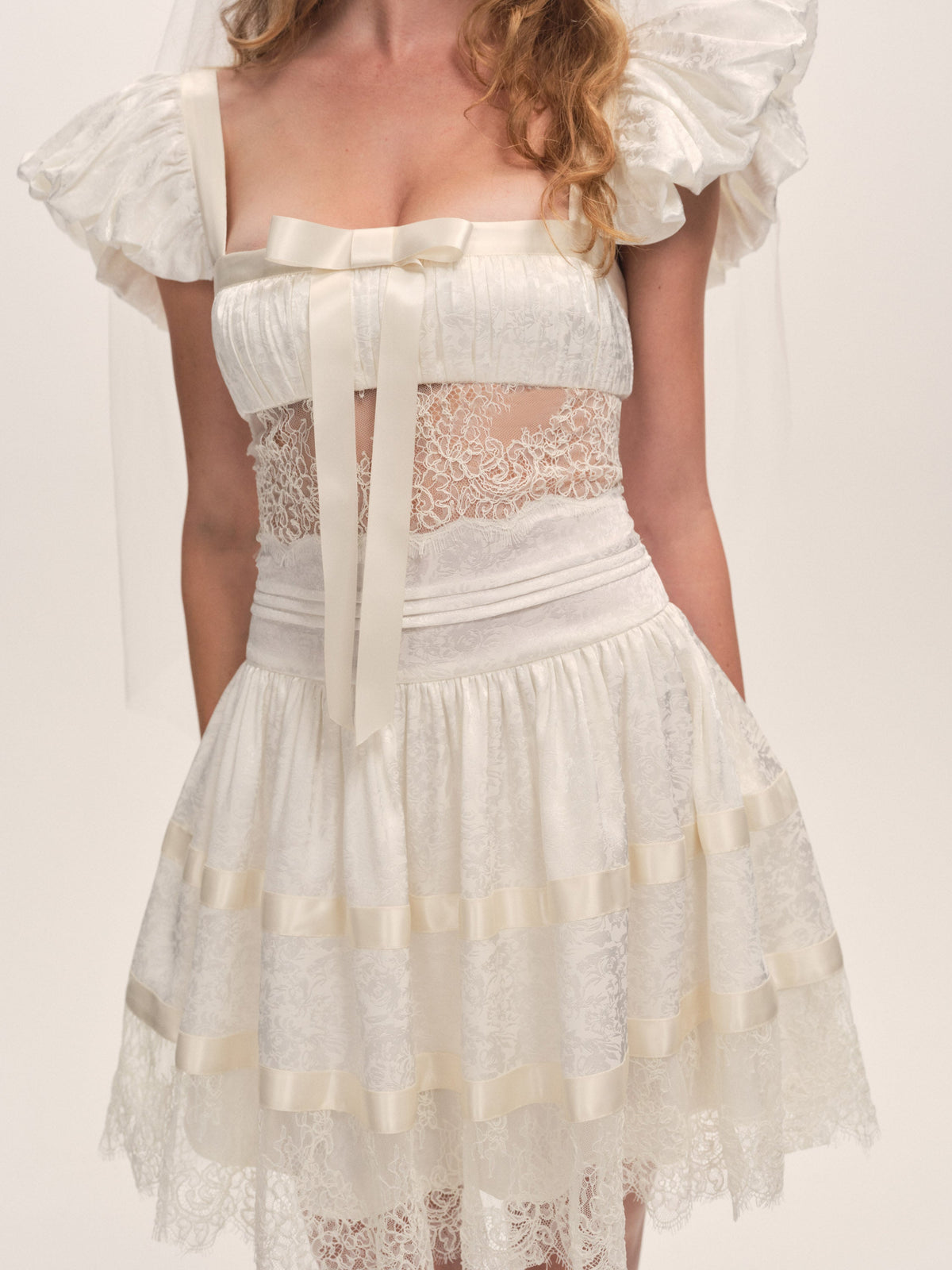 Annabelle Lace Mini Dress Cream - For Love & Lemons