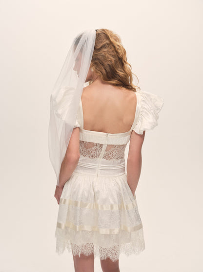 Annabelle Lace Mini Dress Cream - For Love & Lemons