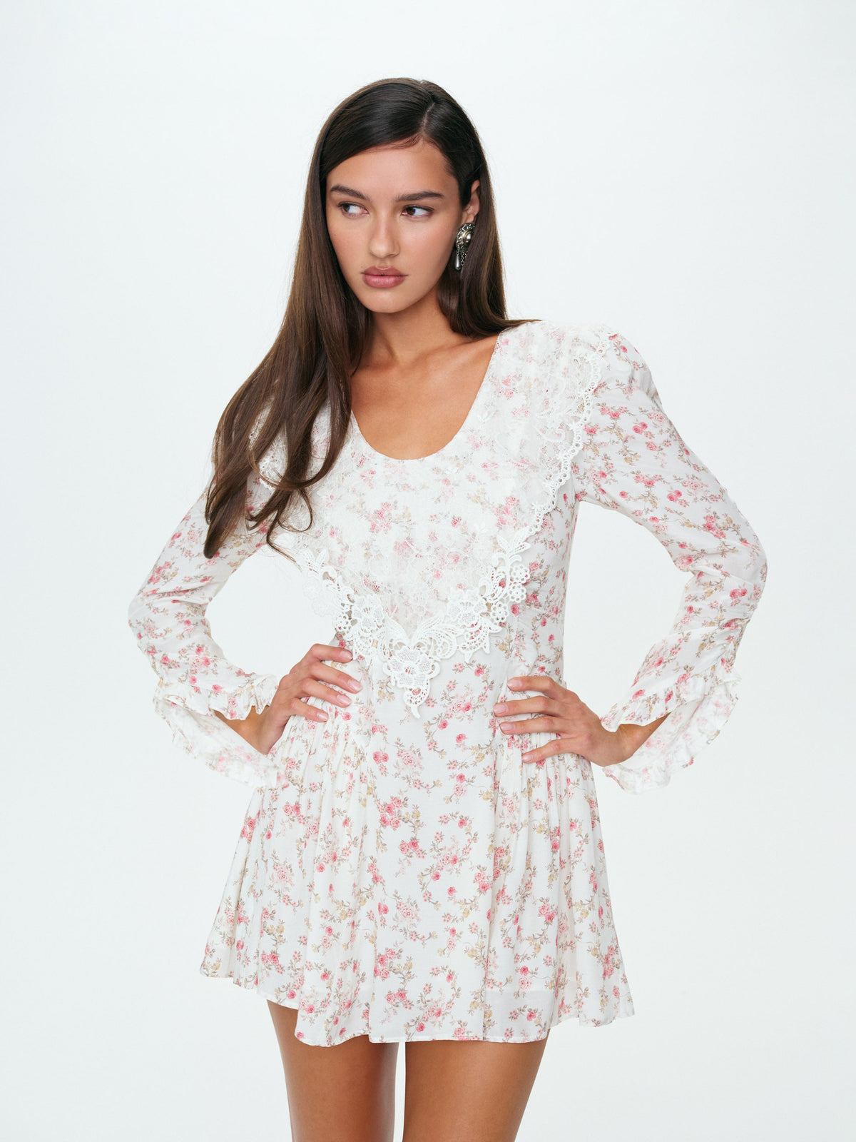 Country Floral Mini Dress Cream - For Love & Lemons