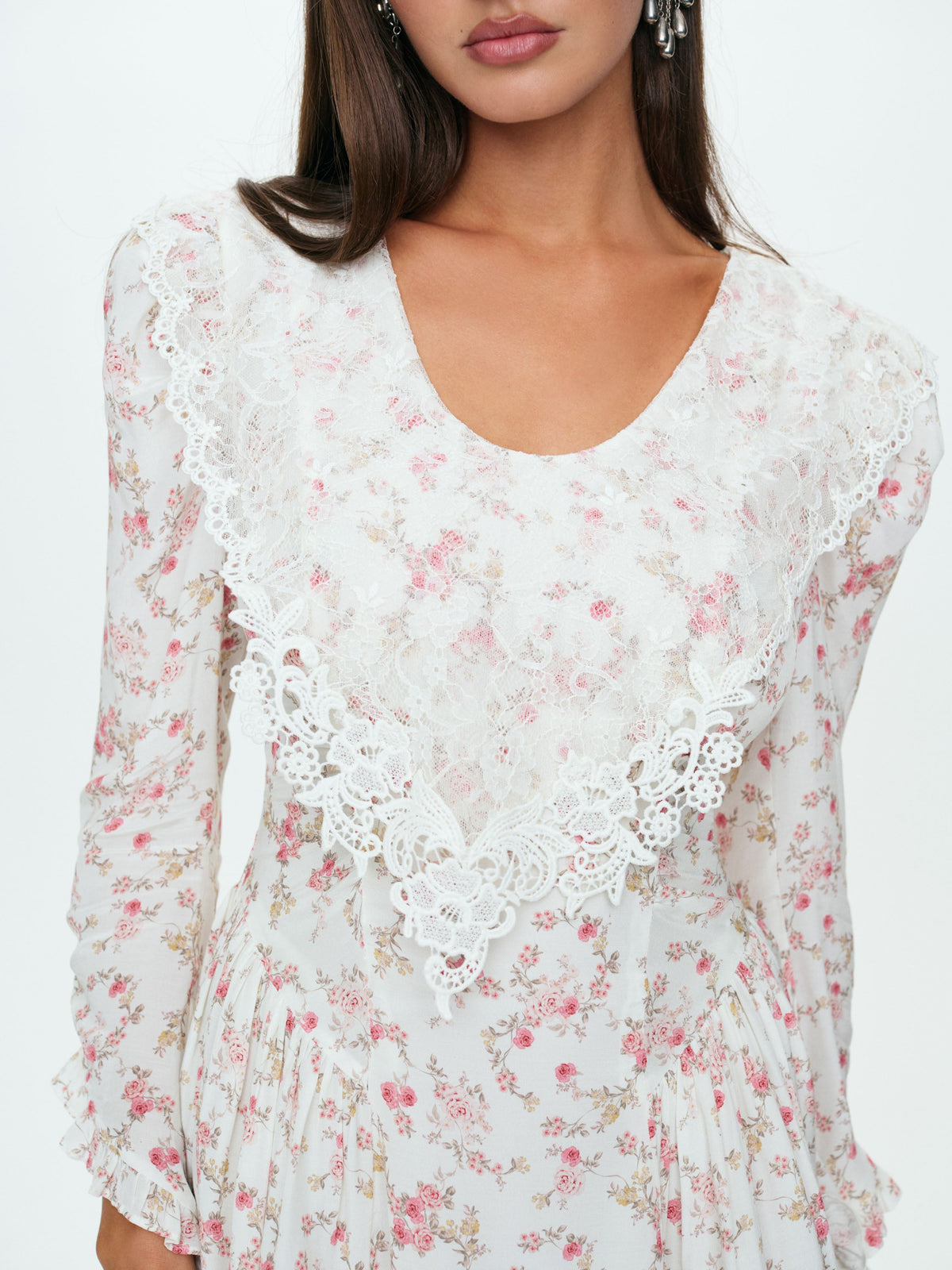 Country Floral Mini Dress Cream - For Love & Lemons