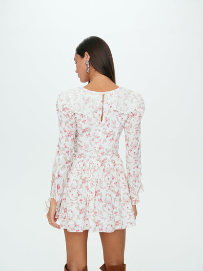 Country Floral Mini Dress Cream - For Love & Lemons