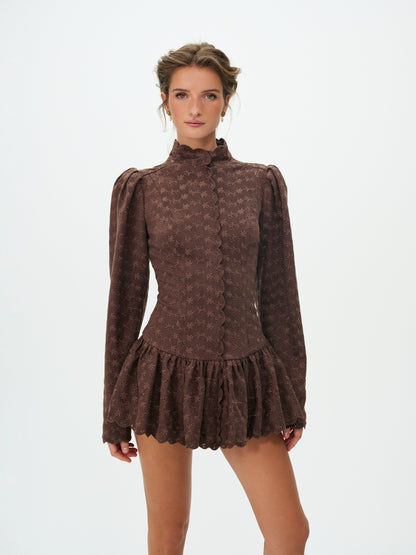 Sandy Mini Dress Brown - For Love & Lemons