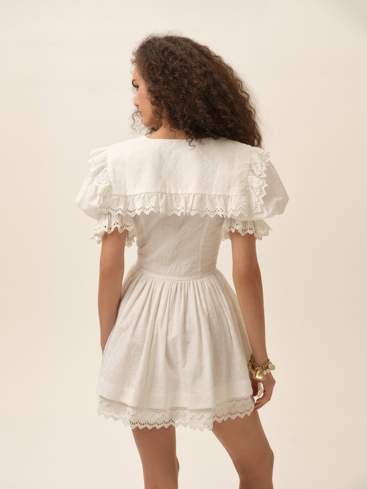 Marilyn Collared Mini Dress White - For Love & Lemons