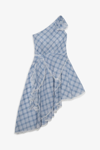 Bluebird Plaid Midi Dress Blue - For Love & Lemons