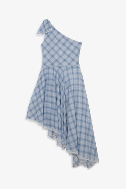 Bluebird Plaid Midi Dress Blue - For Love & Lemons