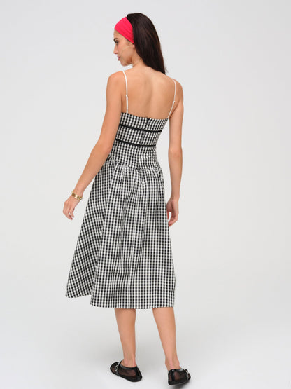 Georgia Gingham Midi Dress Black - For Love & Lemons