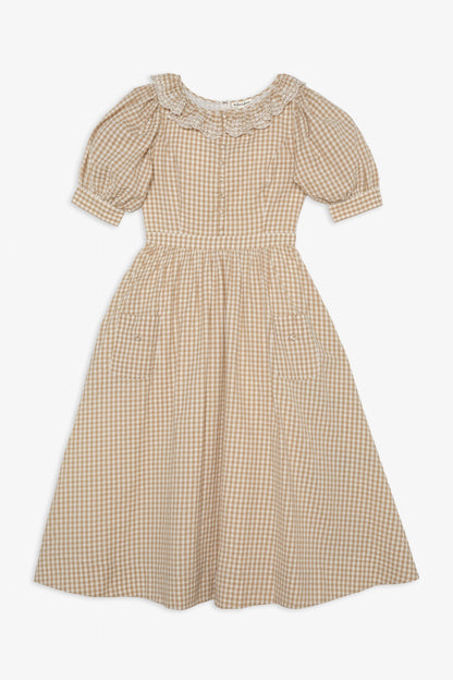 Bradford Gingham Midi Dress Tan - For Love & Lemons