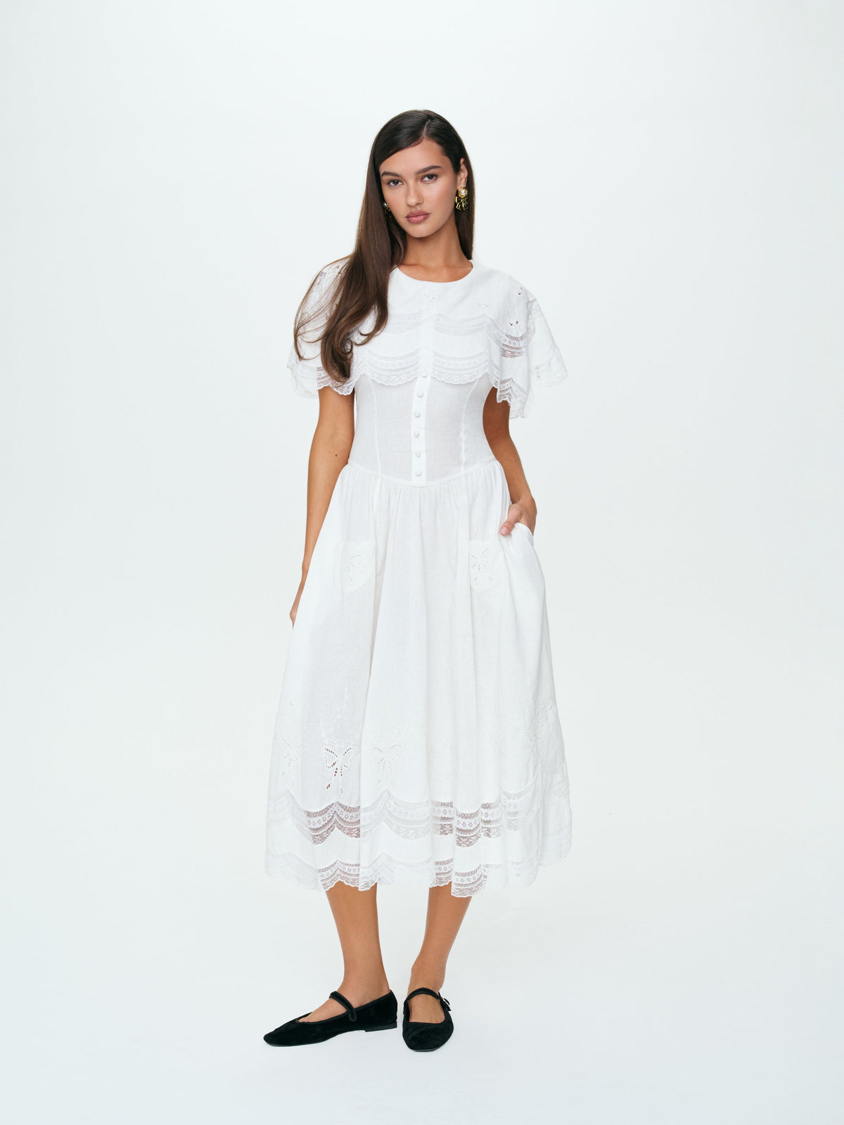 Willow Linen Midi Dress White - For Love & Lemons