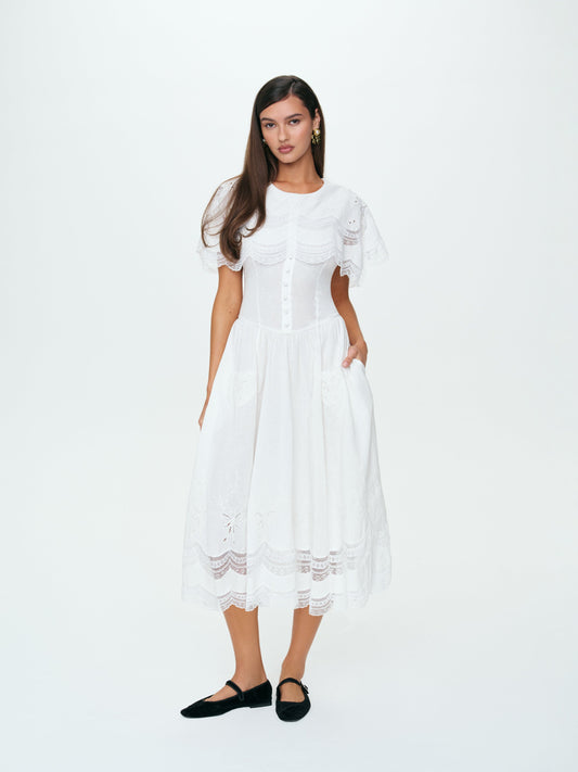 Willow Linen Midi Dress White - For Love & Lemons