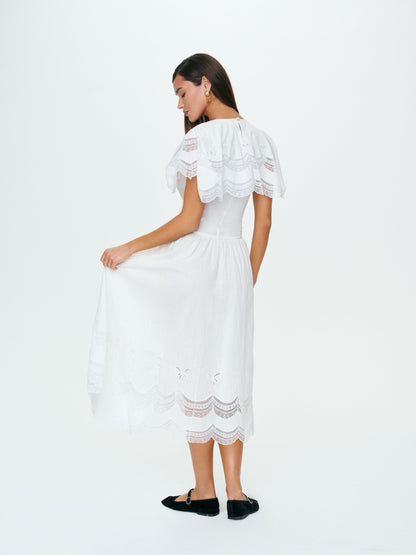 Willow Linen Midi Dress White - For Love & Lemons