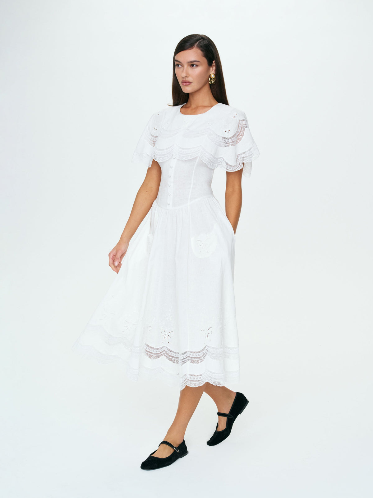 Willow Linen Midi Dress White - For Love & Lemons