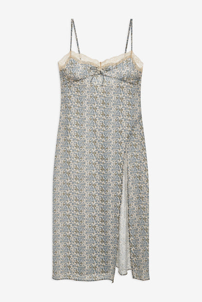 Primrose Midi Slip Dress Dusty Blue - For Love & Lemons